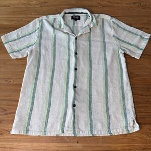 Malibu by Drill Clothing Co. Shirt Men’s Large White w. Green Short Sleeve